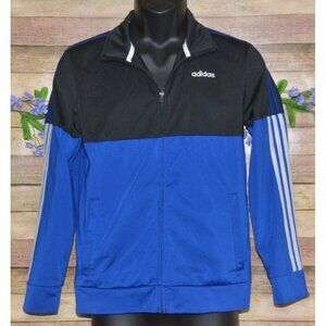 Adidas Boys Blue & Black Full Zip Jacket Size 14-16 Classic 3 Stripes Athletic